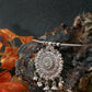 Oxidised German Silver Hansli Necklace with Ornate Floral Disc Pendant
