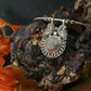 Oxidised German Silver Hansli Necklace with Antique Floral Medallion Pendant
