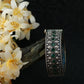 Oxidised Antique Design Brass Base Free Size Openable Green Stone Diamond Pattern Bangle for Women