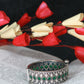 Oxidised Antique Design Brass Base Free Size Openable Green Stone Diamond Pattern Bangle for Women
