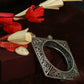 Oxidised Antique Design Brass Base Openable Square Frame With Filigree Kada Bracelet for Women