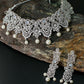 Silver-Plated Floral Pearl Choker Set with Earrings