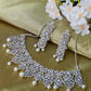 Silver-Plated Floral Pearl Choker Set with Earrings