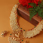 Antique Gold-Plated Lakshmi Temple Necklace Set with Pearl Layers