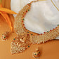 Antique Gold-Plated Lakshmi Temple Necklace Set with Pearl Layers