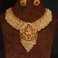 Antique Gold-Plated Lakshmi Temple Necklace Set with Pearl Layers