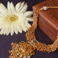 Antique Lakshmi Temple Necklace Set with Green Kundan & Jhumkas