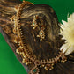 Temple Necklace Set with Pearl Clusters & Green Kundan Drop