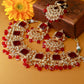 Grand Kundan Choker Necklace Set with Deep Ruby Squares