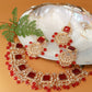 Grand Kundan Choker Necklace Set with Deep Ruby Squares