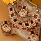 Grand Kundan Choker Necklace Set with Deep Ruby Squares
