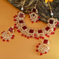 Grand Kundan Choker Necklace Set with Deep Ruby Squares