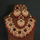 Grand Kundan Choker Necklace Set with Deep Ruby Squares
