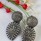 Oxidised German Silver Dome & Oval Stud Earrings