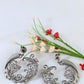 Oxidised German Silver Peacock Openwork Hoop Earrings