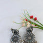 Oxidised German Silver Cow Design Earrings with Pearl Drops