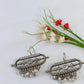Oxidised Rectangular Pearl Drop German Silver Earrings