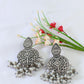 Oxidised German Silver Floral Earrings with Pearl Drops
