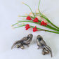 Oxidised German Silver Parrot Earrings