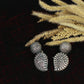 Oxidised German Silver Dome & Oval Stud Earrings