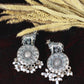 Oxidised German Silver Cow Design Earrings with Pearl Drops