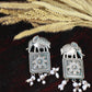 Oxidised German Silver Elephant Design Earrings with Pearls