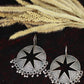 Oxidised German Silver Star Cutwork Round Hook Earrings with Bead Fringe