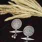 Oxidised German Silver Tribal Disc Stud Earrings