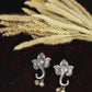 Oxidised German Silver Lotus Stud Earrings with Ghungroo Drops