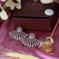 Oxidised German Silver Geometric Fan Earrings