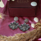 Oxidised German Silver Floral Statement Earrings