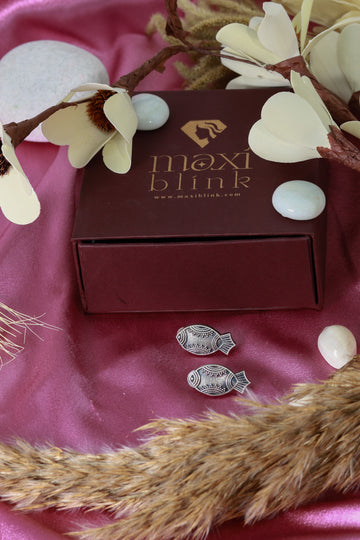 Oxidised German Silver Fish Shaped Earrings