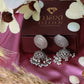 Oxidised German Silver Round Stud Earrings with Pearl Clusters