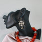 Oxidised German Silver Six-Point Tribal Drop Earrings