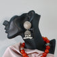 Oxidised German Silver Round Stud Earrings with Pearl Clusters