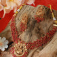 Ruby Bead Temple Necklace with Lakshmi Pendant