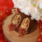 Ruby Bead Temple Necklace with Lakshmi Pendant