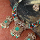 Antique Peacock Temple Necklace with Navaratna Stones & Emerald Center