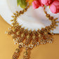Antique Lakshmi Coin Temple Necklace Set with Ruby Kemp & Pearls