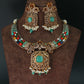 Antique Peacock Temple Necklace with Navaratna Stones & Emerald Center