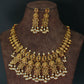 Antique Lakshmi Coin Temple Necklace Set with Ruby Kemp & Pearls