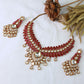 Bridal Kundan Necklace Set with Pink Stones & Polki Drops