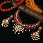Bridal Kundan Necklace Set with Pink Stones & Polki Drops