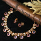 Antique Temple Necklace Set with Pastel Lilac & Polki Look Stones