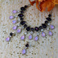 Korean Purple & White Glass Stone Jewelry Necklace Set | Rhodium Plated Luxury Jewelry with Earrings