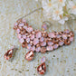 Korean Peach Pink Glass Stone Jewelry Necklace & Earrings Set | Rhodium Plated Luxury Party Jewelry