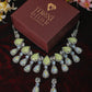 Korean Lemon Yellow Glass Stone Jewelry Necklace Set | Rhodium Plated Fashion Jewelry with Earrings