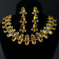 Korean Yellow Glass Stone Jewelry Jewelry Set | Rhodium Plated Necklace & Earrings