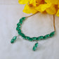 Korean Green Glass Stone Jewelry Necklace Set | Rhodium Plated Elegant Jewelry with Earrings