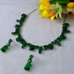 Korean Green Glass Stone Jewelry Necklace Set | Rhodium Plated Party & Bridal Jewelry with Earrings